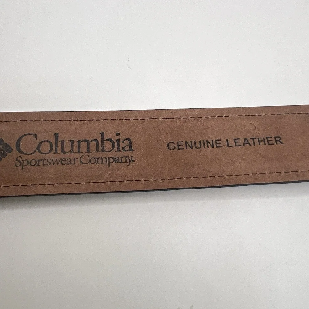 Columbia Genuine Leather Belt‎ XL/42-44 Brown Stitch Detail Classic